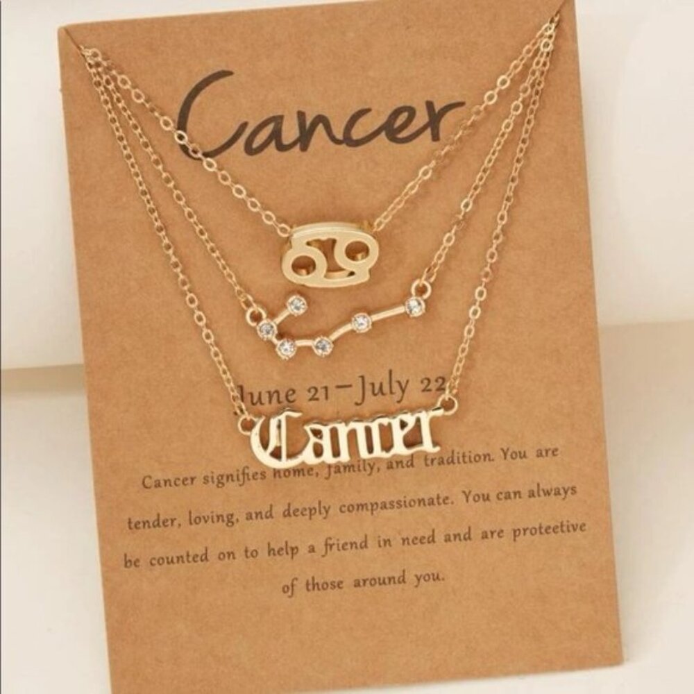 New Gold Cancer Zodiac Constellation Necklace Set of 3